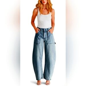 NWT - Steve Madden Barrel Leg Women's Blue Jeans, Size 31 (12)